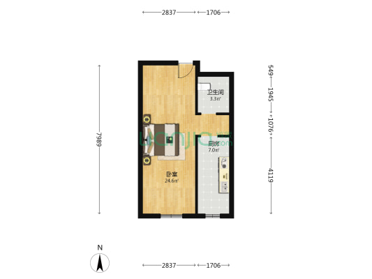 公园美域 1室0厅1卫 51平方