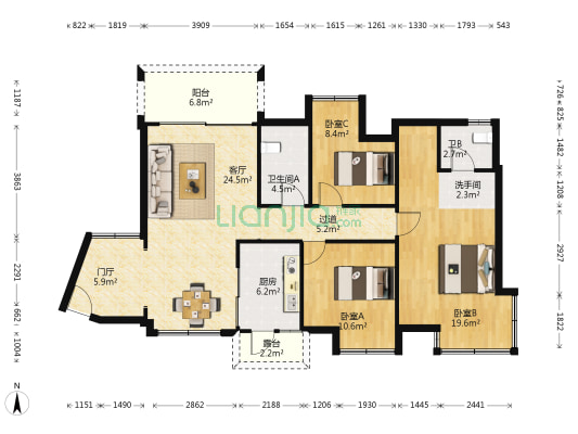 中恒公园大地东区 3室1厅3卫 112平方