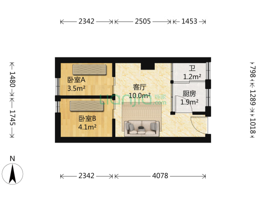 隆庆小区 2室1厅1卫 28平方
