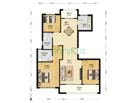 融创开封宸院 3室2厅2卫 138平方