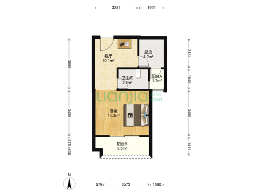 翠宁雅苑 1室1厅1卫 54平方