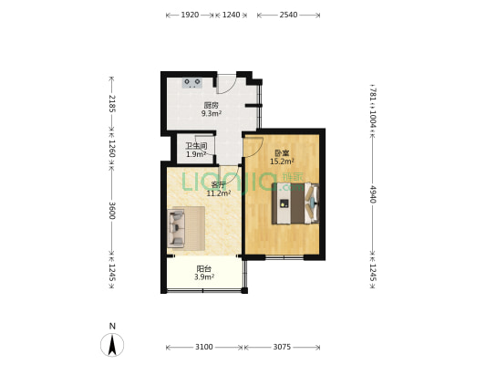 斌升街5号 1室1厅1卫 50平方