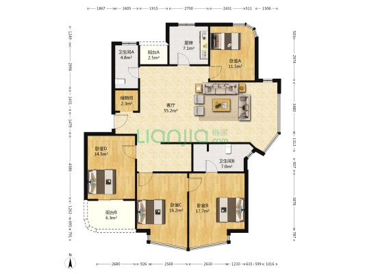中山同仁嘉园 4室1厅2卫 245平方