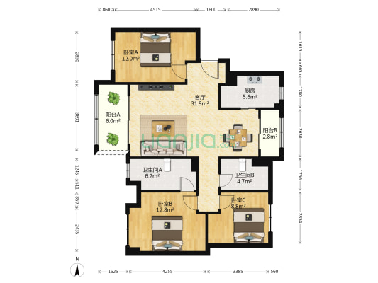 新城金樾府邸 3室1厅2卫 117平方