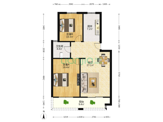 立新小区 2室1厅1卫 85平方