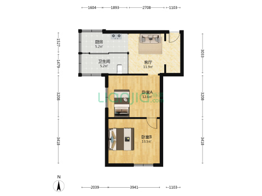 井字楼 2室1厅1卫 59平方