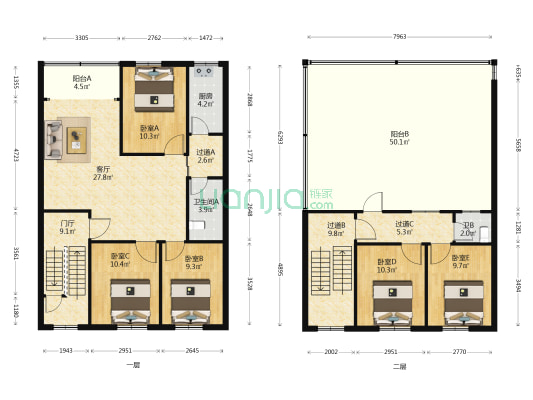 坪地二十二小区 5室1厅2卫 393平方