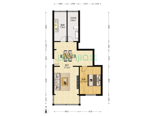 省土产畜产进出口公司家属院 1室1厅1卫 80平方