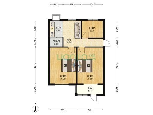 康寿社区 3室1厅1卫 71平方