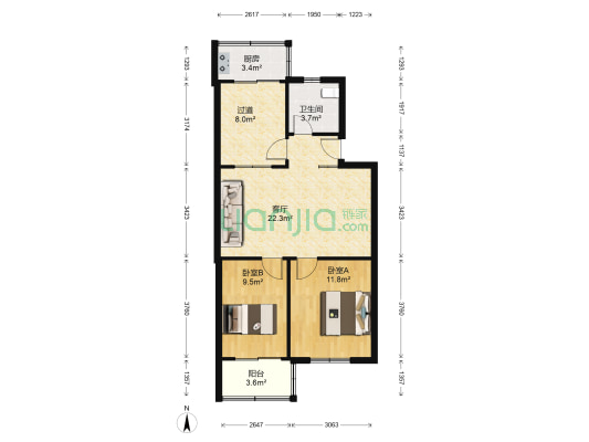 五河路医药公司宿舍 2室1厅1卫 71平方