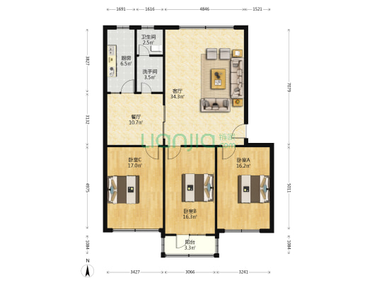 康宁园小区 3室2厅2卫 138平方