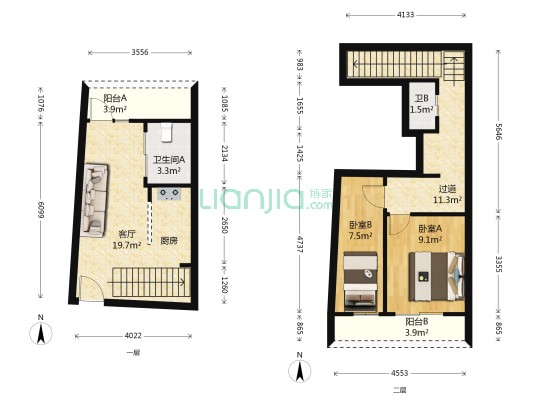 电影华苑 2室1厅2卫 80平方