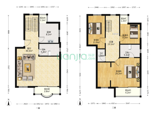 欧洲花园 3室1厅3卫 150平方