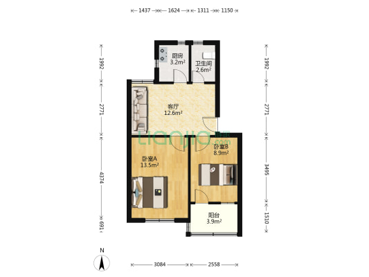 翠柏二里 2室1厅1卫 55平方