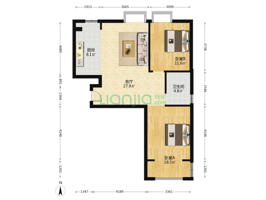 珠玑·春和花园 2室1厅1卫 103平方
