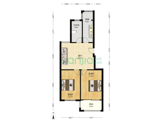 永和佳园 2室1厅1卫 79平方