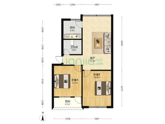蜀州中路359号院 2室1厅1卫 64平方