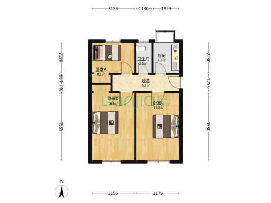 建新街10号院 3室0厅1卫 69平方