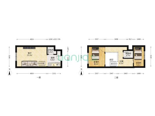 悦泰中南锦里 2室1厅2卫 40平方