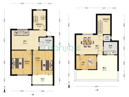 东街市场住宅楼 3室2厅2卫 99平方