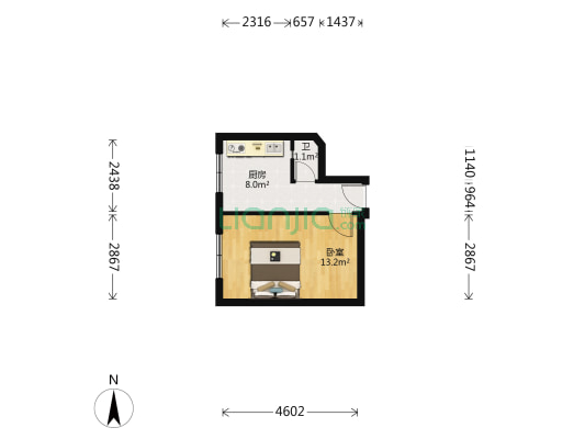 烟台街（胜利桥北商圈） 1室0厅1卫 29平方
