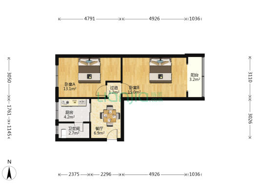 玉华街 2室1厅1卫 69平方