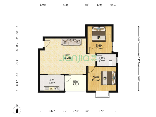 金麓小区 2室1厅1卫 81平方