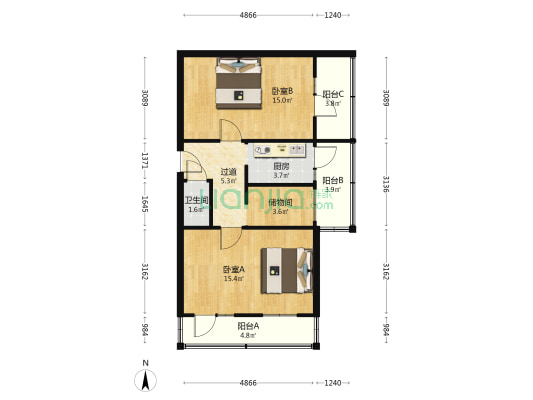 染化楼 2室0厅1卫 67平方