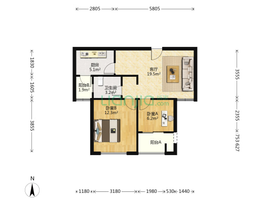 南行旺苑 2室1厅1卫 70平方