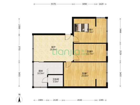 和谐小区 3室1厅1卫 108平方
