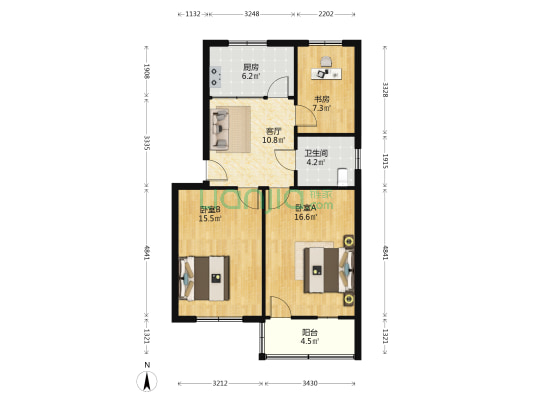 泾苑新村 3室1厅1卫 72平方