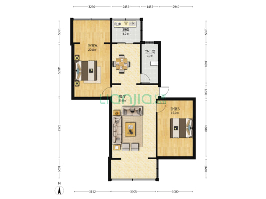 科华中路151号 2室1厅1卫 91平方