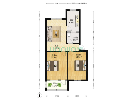 大成公司家属院 2室1厅1卫 80平方