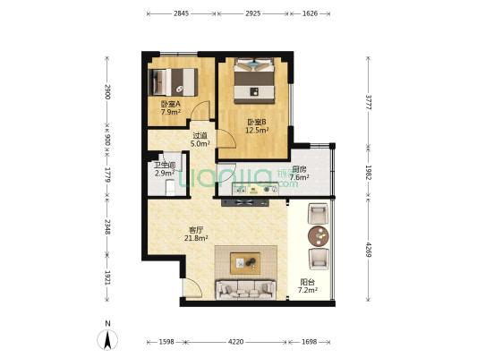 兰州磁性电器厂家属院 2室1厅1卫 89平方