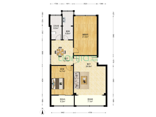 地税局家属院(政通路) 1室2厅1卫 104平方