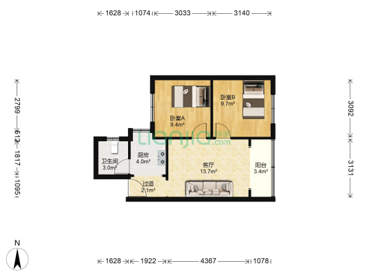 前进路24号 2室1厅1卫 59平方