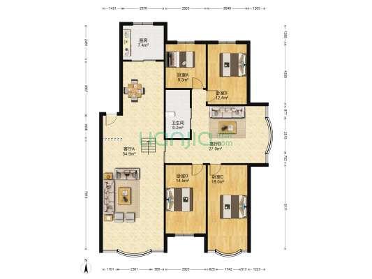 测绘华苑 4室2厅1卫 184平方