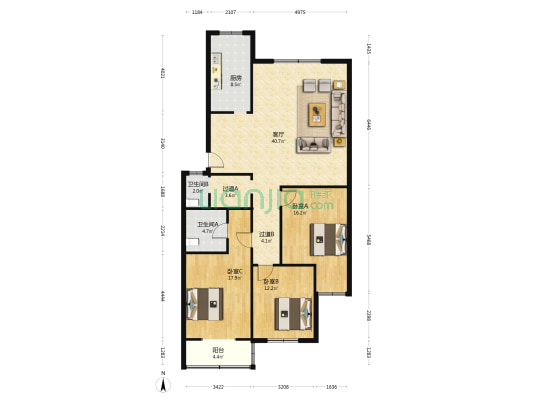 永康西路南五巷2号 3室1厅2卫 135平方