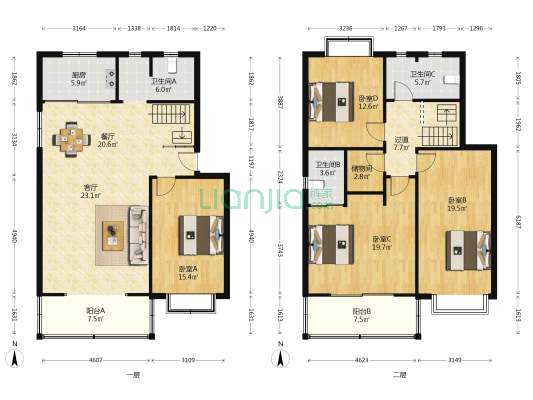 凯金广场 4室2厅3卫 183平方