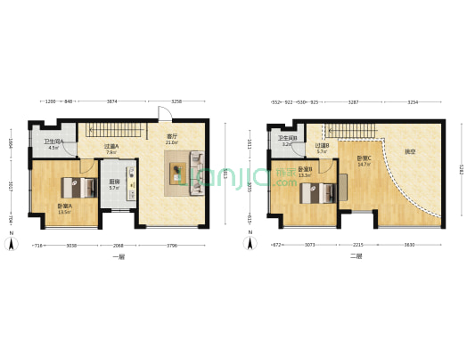 青扬港厦 3室1厅2卫 82平方