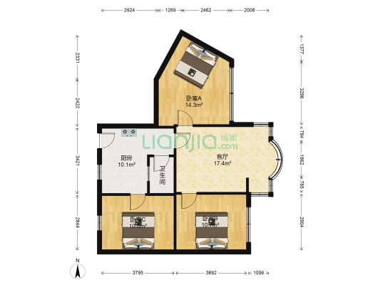 文庙小区 3室1厅1卫 73平方