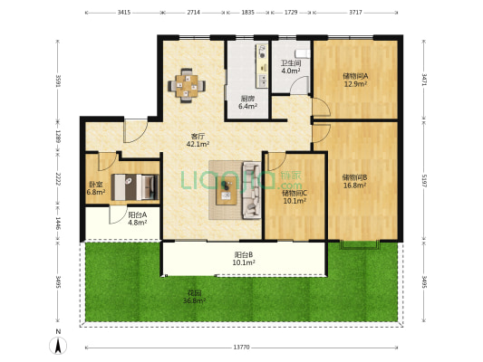 熙悦豪庭 1室1厅1卫 132平方
