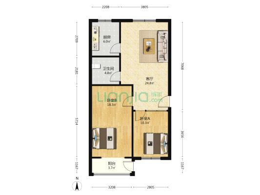 东佳花园 2室1厅1卫 89平方