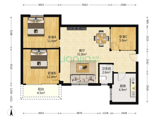 清水一街 3室1厅1卫 90平方