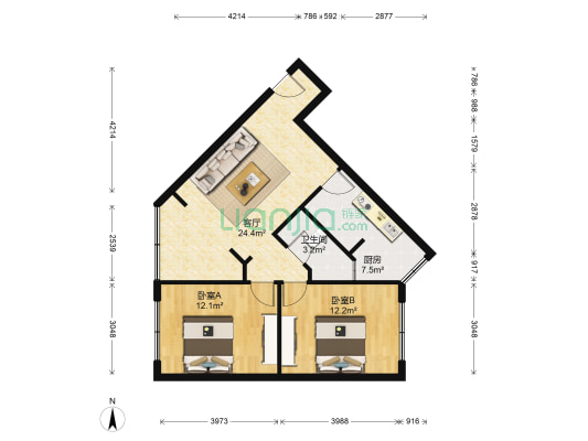大庆路97号 2室1厅1卫 71平方