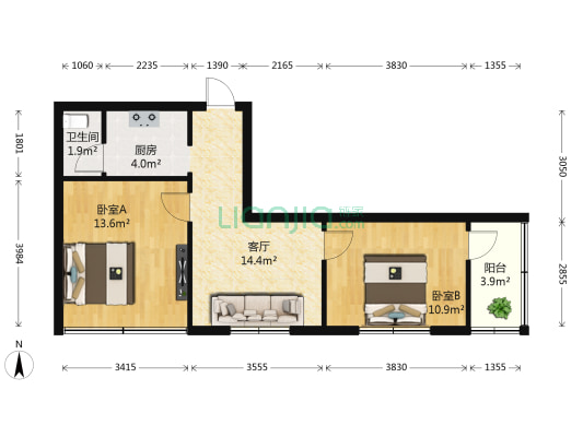 坝口巷 2室1厅1卫 55平方