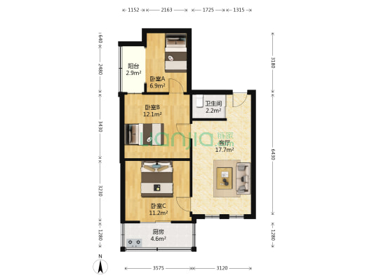 东米市柴市巷小区 3室1厅1卫 74平方