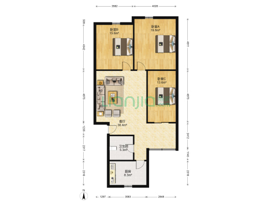 海源花苑 3室1厅1卫 101平方