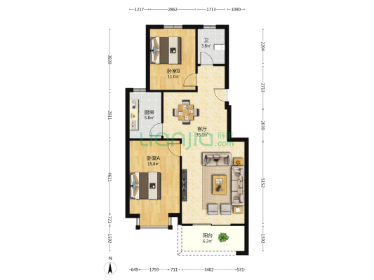 麓山里 2室1厅1卫 94平方