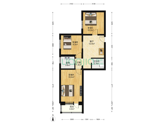 车公庄大街6号院 3室1厅1卫 78平方